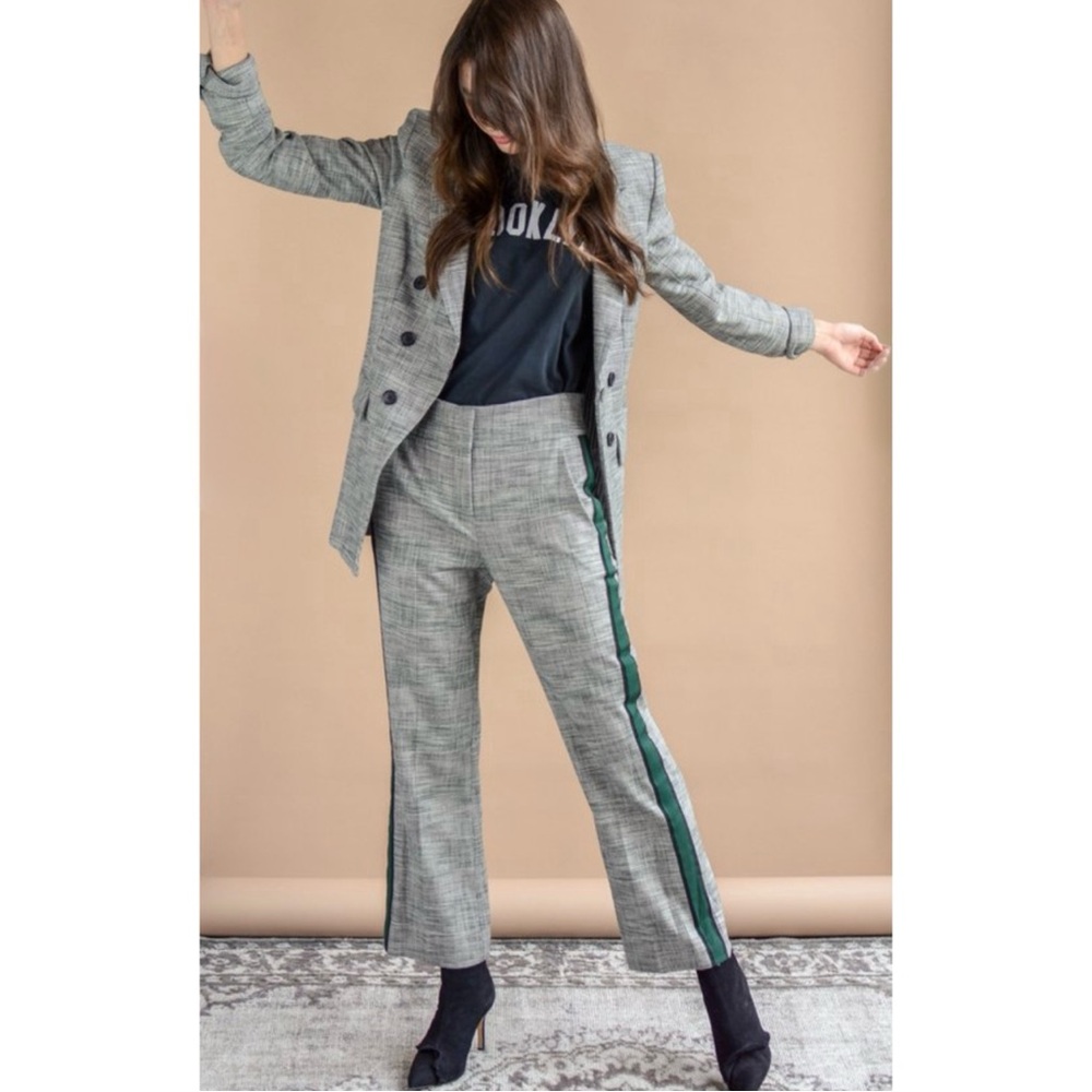 VERONICA BEARD | $395 Cormac Glen Plaid Cropped Trouser in Grey Motif, Size 6 - Picture 3 of 13